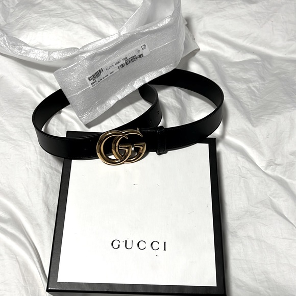 GG Marmont leather belt with shiny buckle main image 4